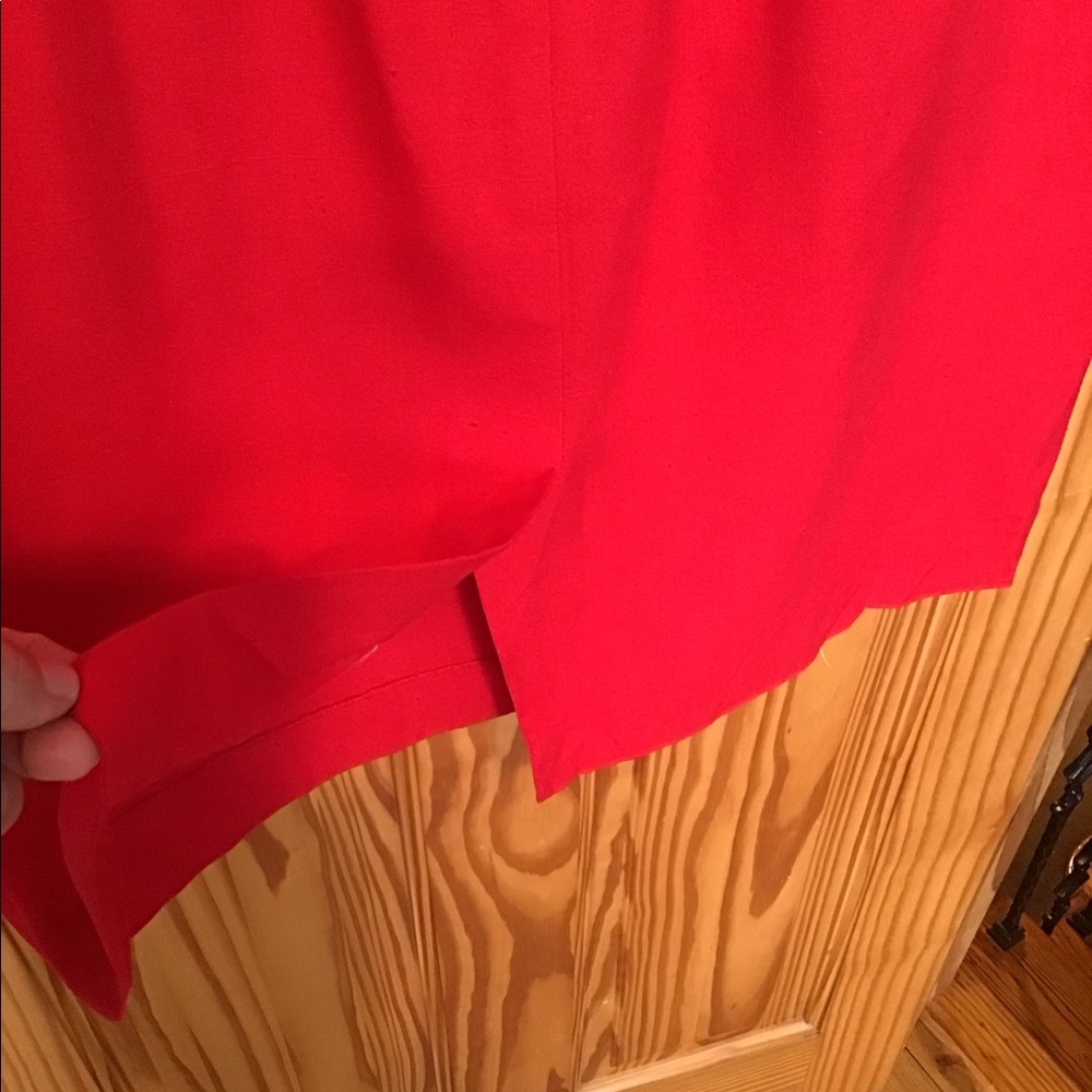VINTAGE RED LIZ CLAIBORNE RAW SILK DRESS sz 10 - 80’s 90’s PLEATS - Picture 7 of 10